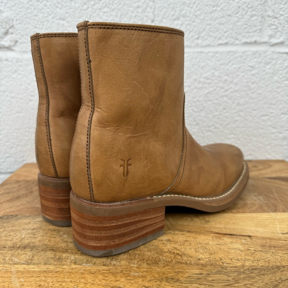 Frye Campus Chelsea Short Light Tan Square Toe Y2K Ankle Boots Size 5 - Picture 4 of 15